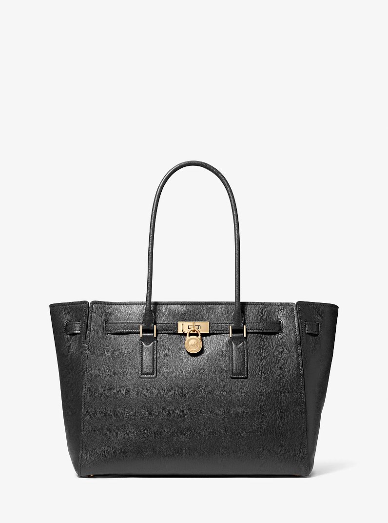 Hamilton Moderne Large Leather Tote Bag in BLACK | Michael Kors