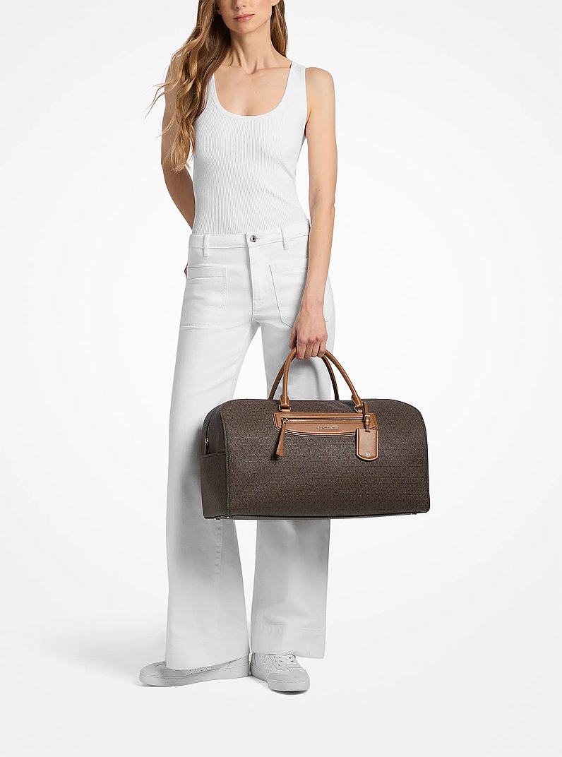 Jet Set Travel Extra-Large Signature Logo Weekender Bag in BRN/ACORN | Michael Kors