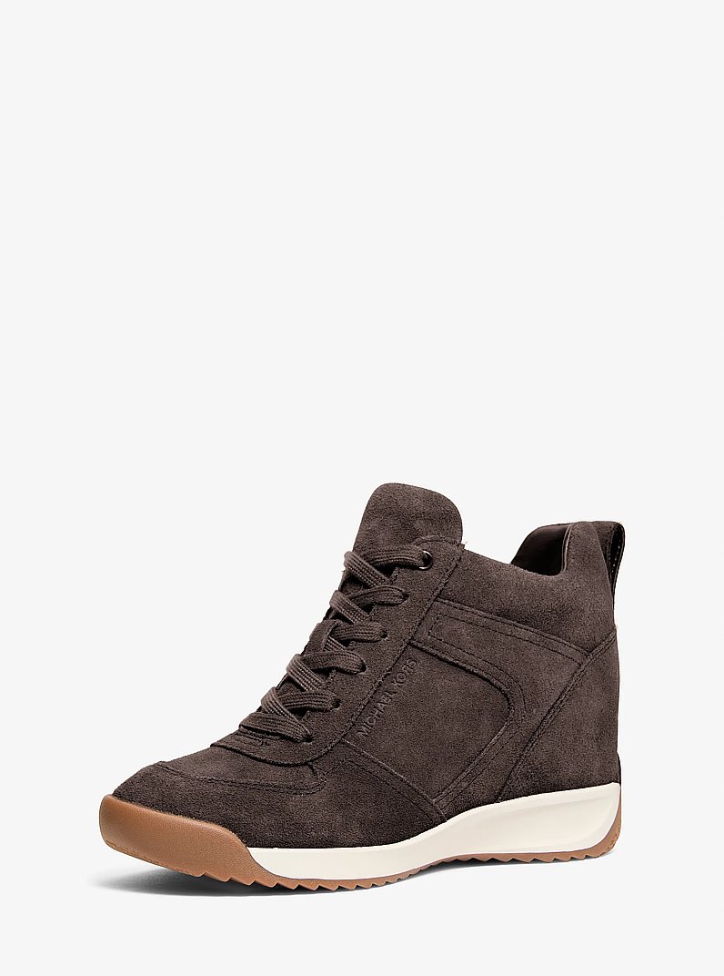 Nikko S2 Suede Wedge Trainer in CHOCOLATE | Michael Kors