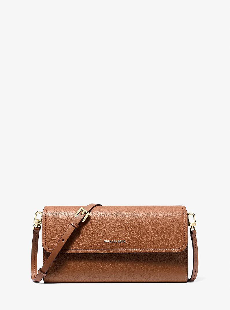 Jet Set Small Pebbled Leather Smartphone Crossbody Bag in LUGGAGE | Michael Kors