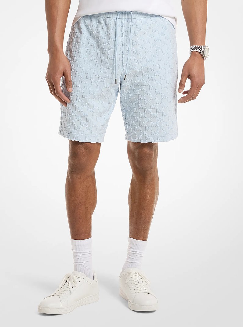 Logo Jacquard Terry Shorts in PASTEL BLUE | Michael Kors