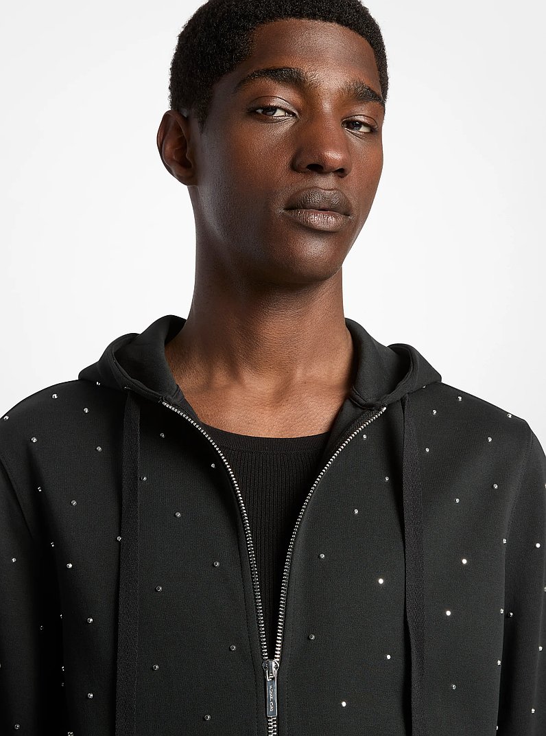 Pull &agrave; capuche en coton m&eacute;lang&eacute; clout&eacute; in NOIR | Michael Kors