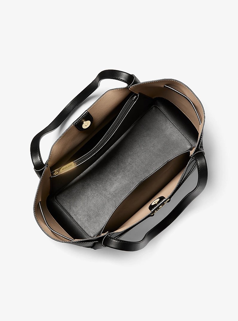 Reed Large Pebbled Leather Tote Bag in BLACK | Michael Kors
