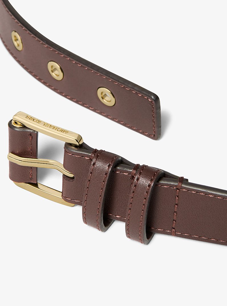 Grommeted Leather Belt in CHOCOLATE | Michael Kors