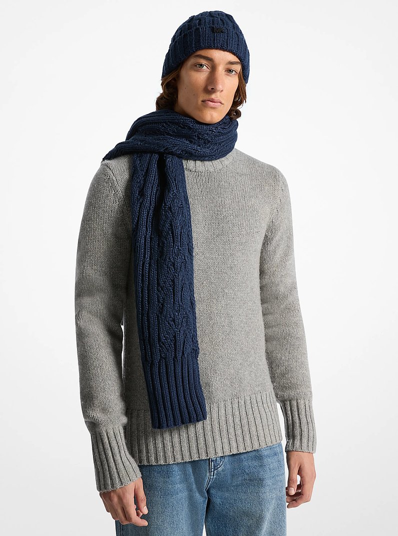 Cable-Knit Beanie Hat And Scarf Set
