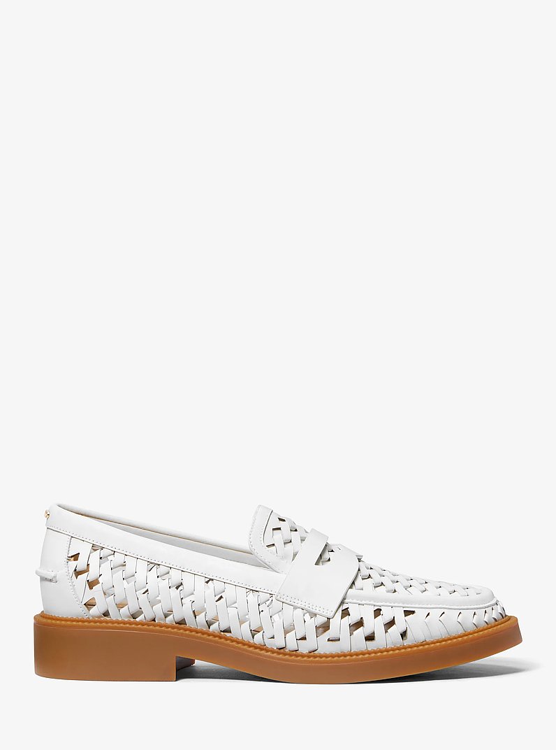 Eden Hand-Woven Leather Loafer in OPTIC WHITE | Michael Kors