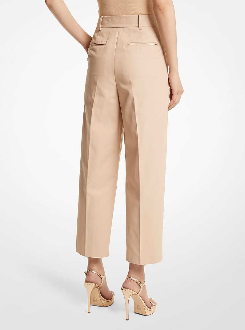 Cotton Blend Twill Cropped Pants in BUFF | Michael Kors