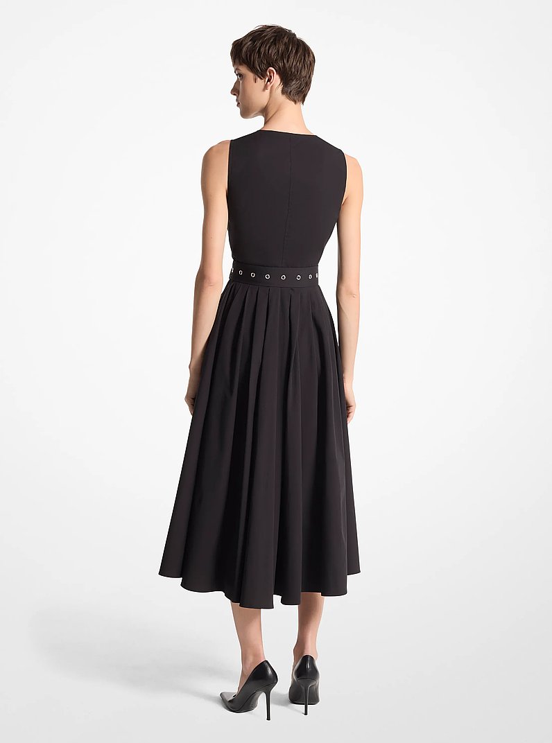 sachin and babi light blue dress Stretch Cotton Poplin Belted Zip-Up Sleeveless Dress in BLACK - Sale