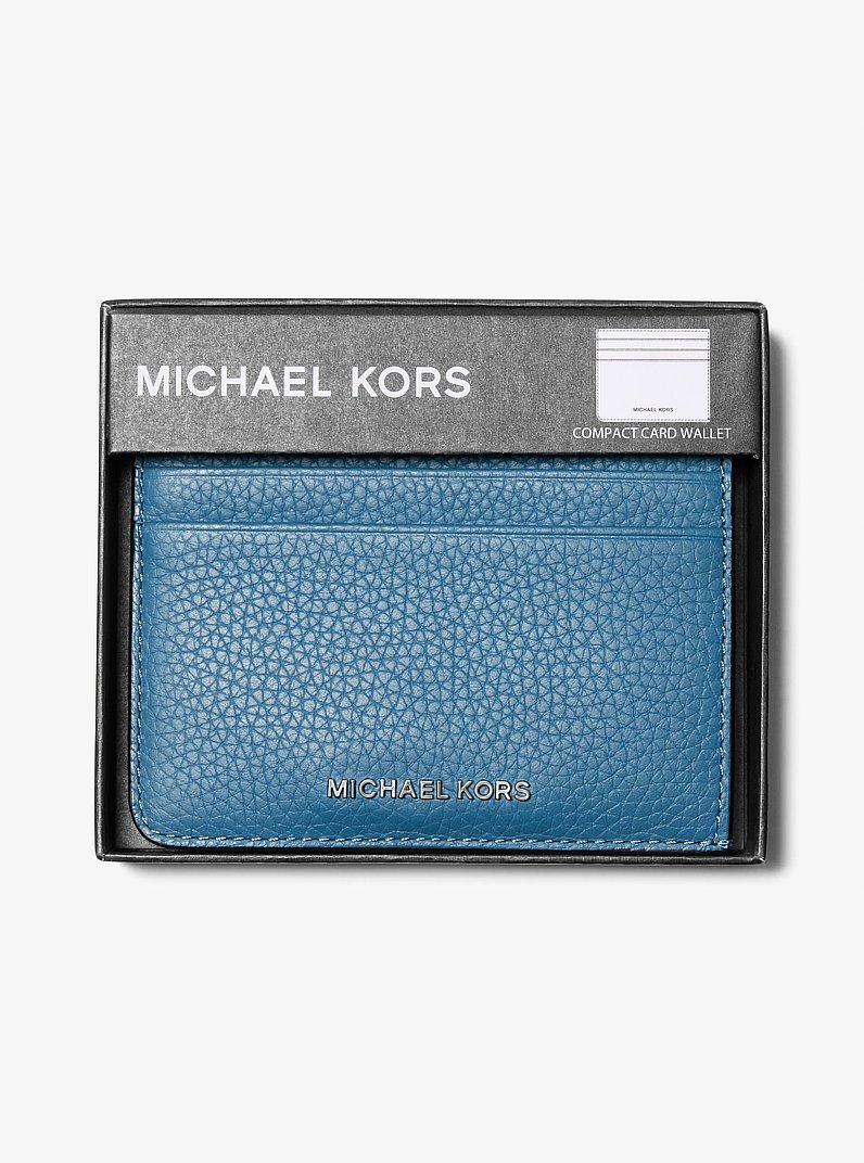 Tarjetero Hudson de piel granulada in CHAMBRAY OSCURO | Michael Kors