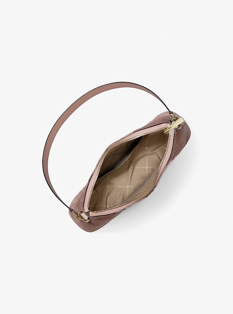 Wandelbare Umh&auml;ngetasche Sienna Medium aus Jacquard mit Logomuster und Wildleder in ZARTROSA | Michael Kors