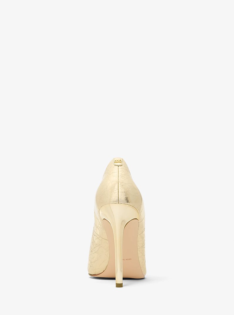 Elyse Crackled Metallic Leather Pump in PALE GOLD | Michael Kors