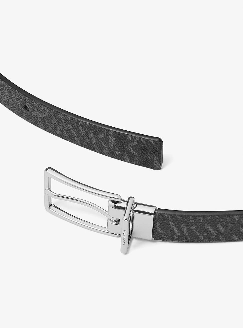 Reversible Signature Logo and Leather Belt in BLACK | Michael Kors