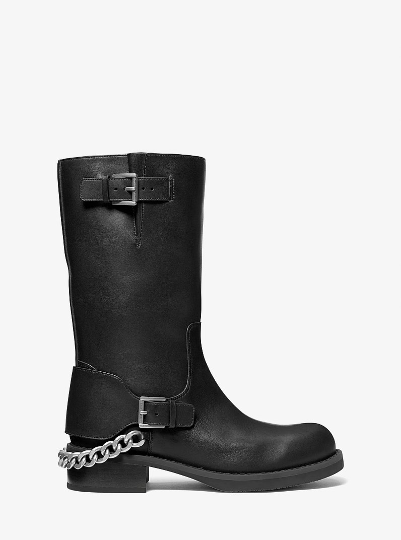 Cayden Leather Boot in BLACK | Michael Kors