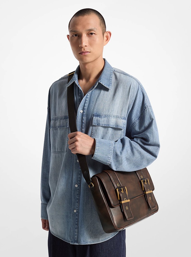 Besace Colby en cuir bruni