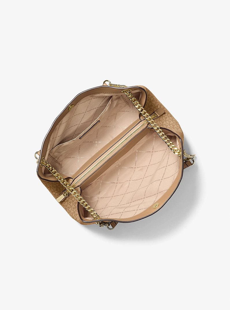 Sac messager Christina de taille moyenne &agrave; logo Signature in POIL DE CHAMEAU | Michael Kors