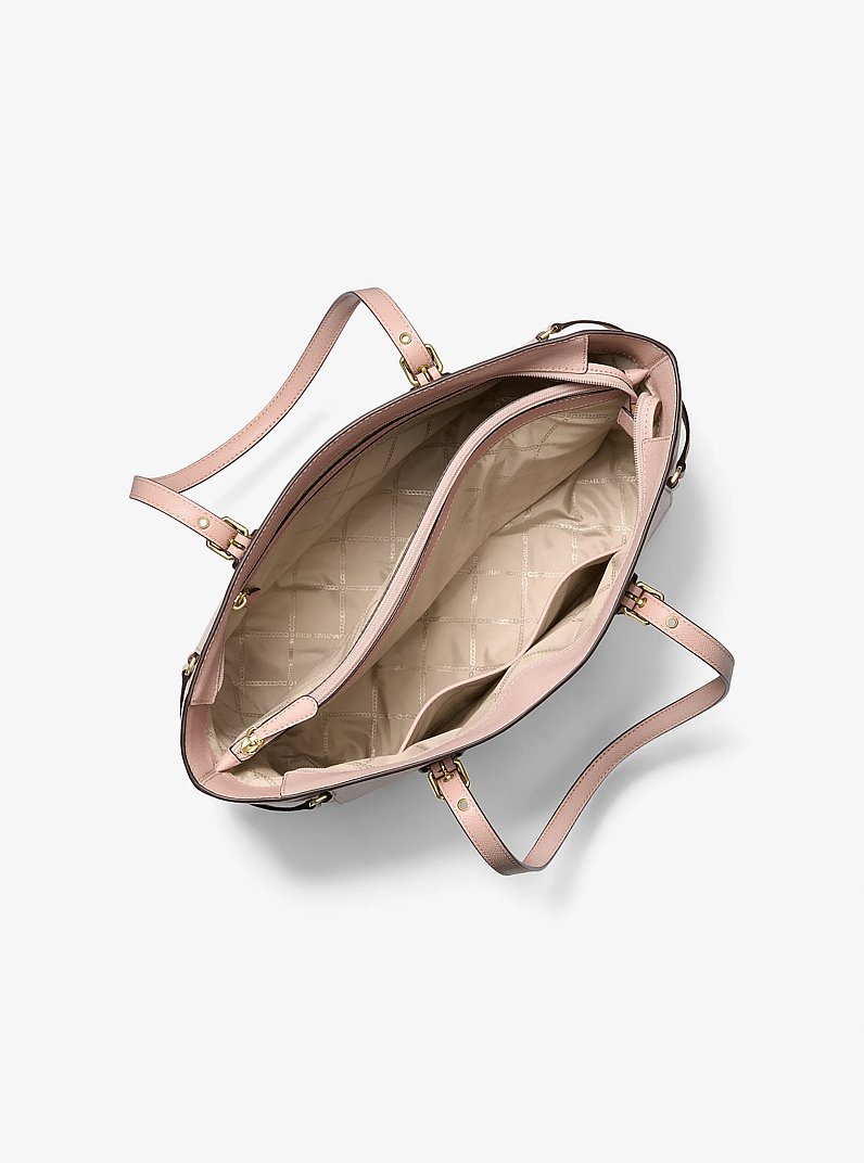 Voyager Medium Crossgrain Leather Tote Bag in SOFT PINK | Michael Kors