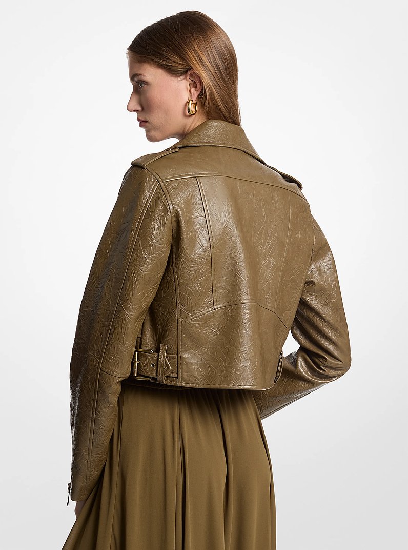 Crinkled Moto Jacket in DUFFLE | Michael Kors