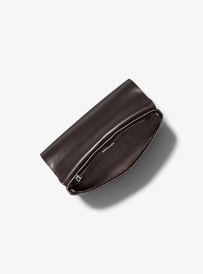 Ali Fringed Leather Clutch in CHOCOLATE | Michael Kors