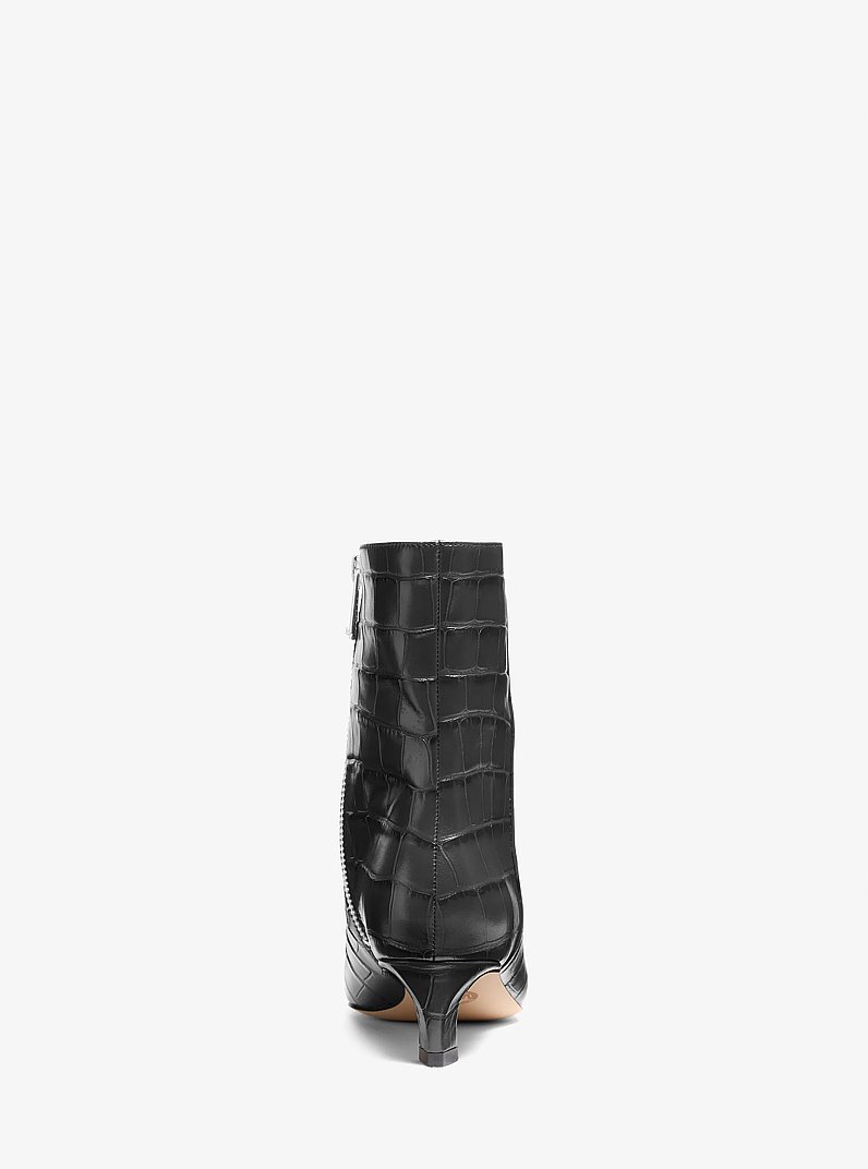 Cosmo Crocodile Embossed Leather Boot in BLACK | Michael Kors