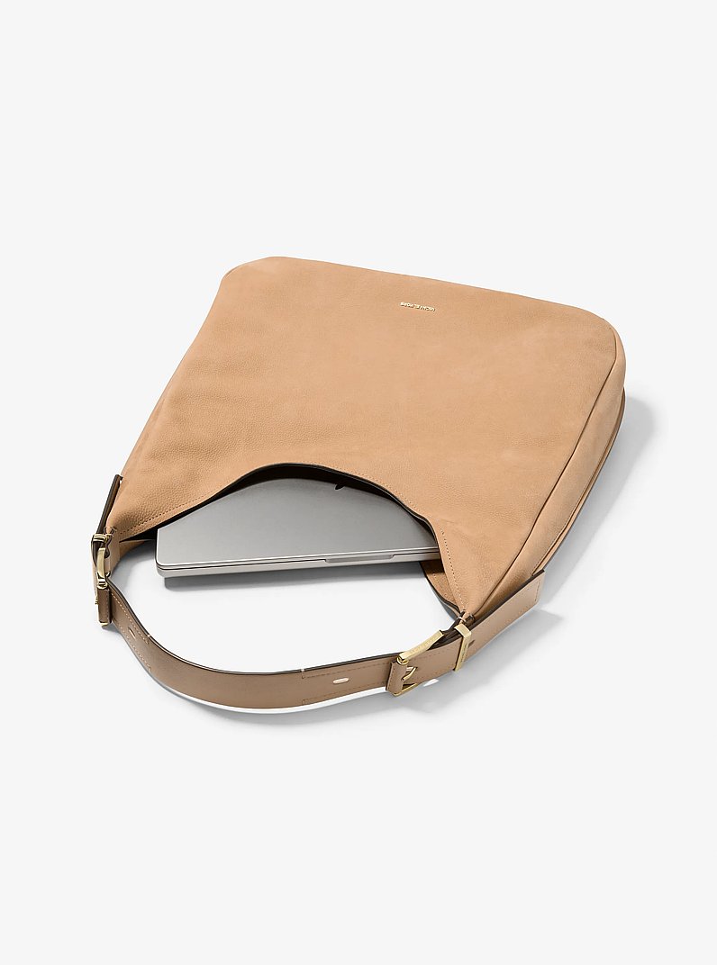 Nolita Large Nubuck Hobo Shoulder Bag in CAMEL | Michael Kors