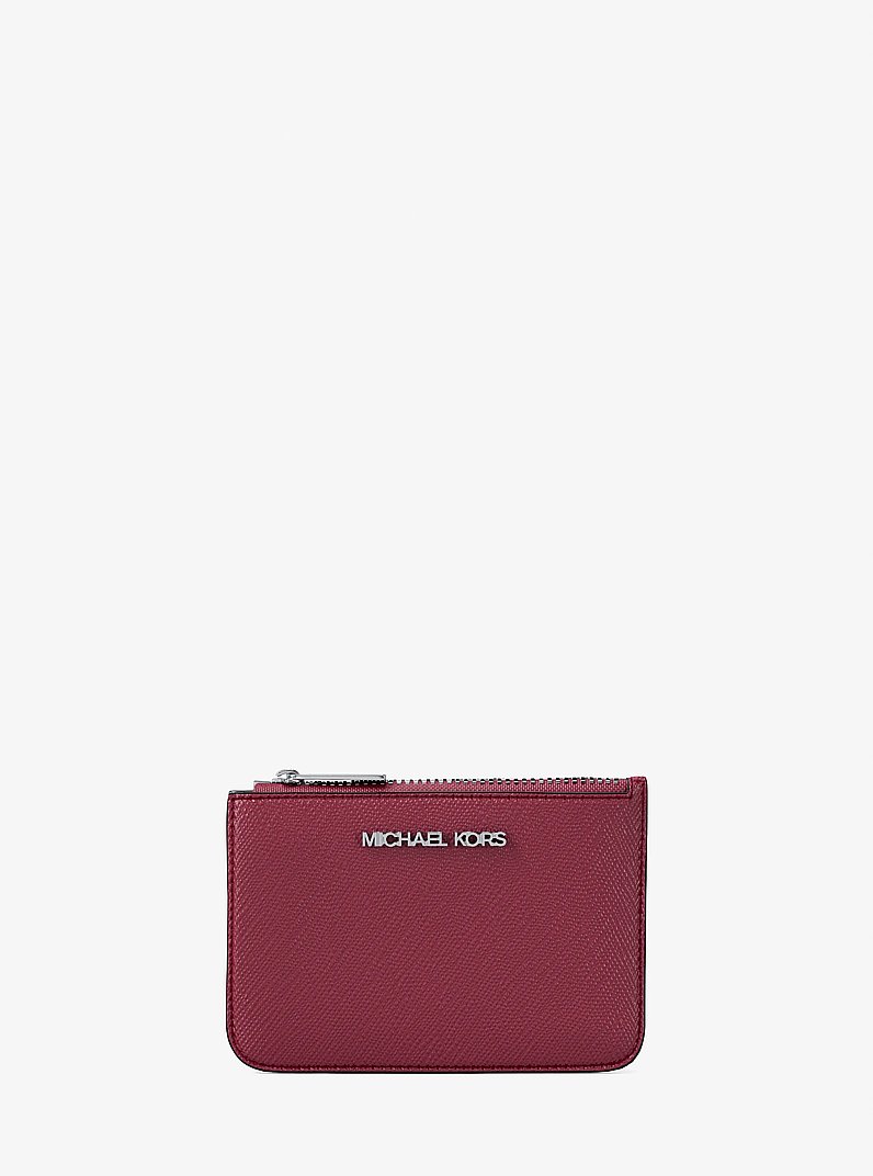 Jet Set Saffiano Leather Coin Purse in GRANATE | Michael Kors