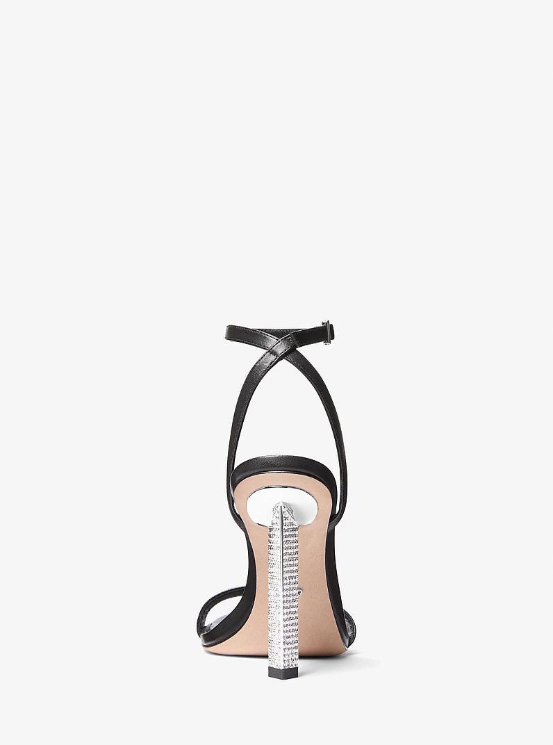 Halle Leather Sandal in BLACK | Michael Kors