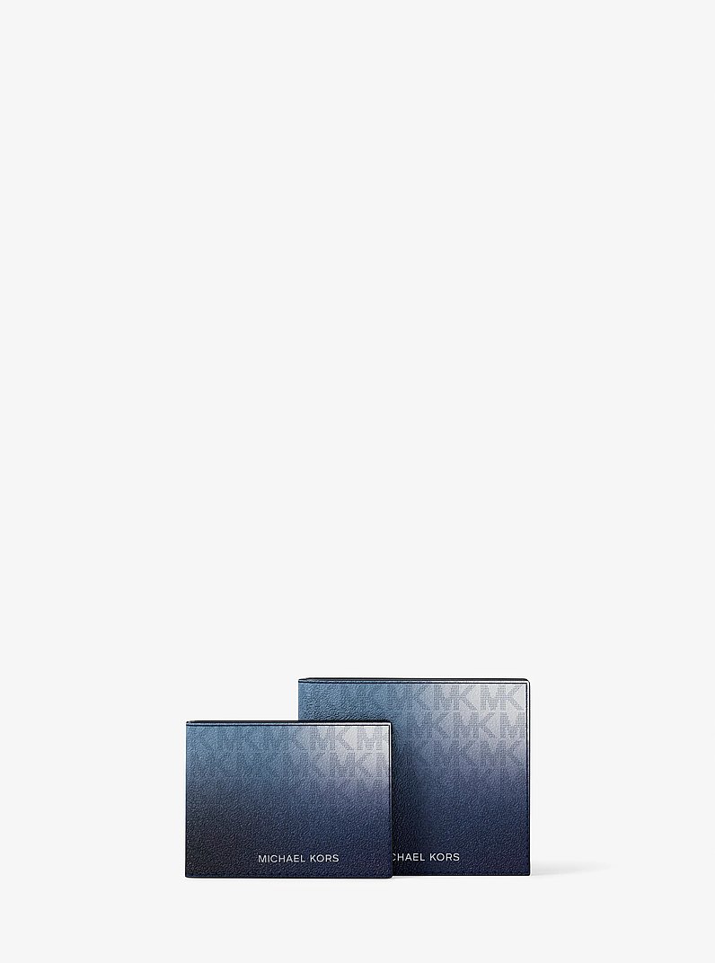 Porte-billets avec rabat Cooper ombr&eacute; &agrave; logo Signature in BLEU GALAXIE MULTI | Michael Kors