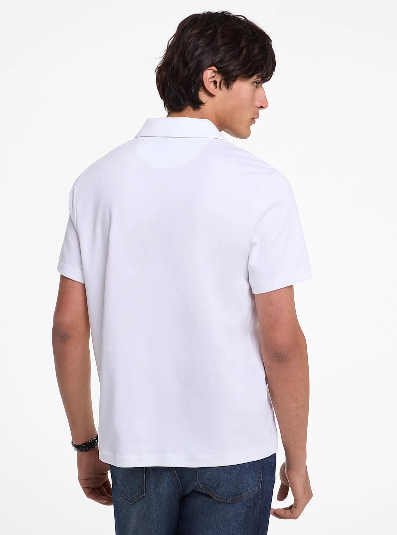 Polo de algod&oacute;n el&aacute;stico de piqu&eacute; in BLANCO | Michael Kors
