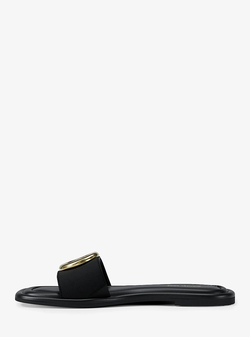 Milan Suede Slide Sandal in BLACK | Michael Kors