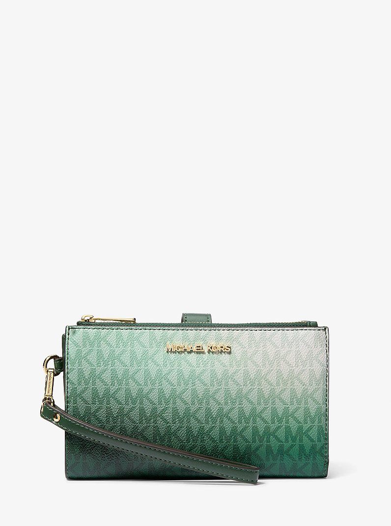Jet Set Large Ombré Signature Logo Wristlet in MOSS MULTI - Sale