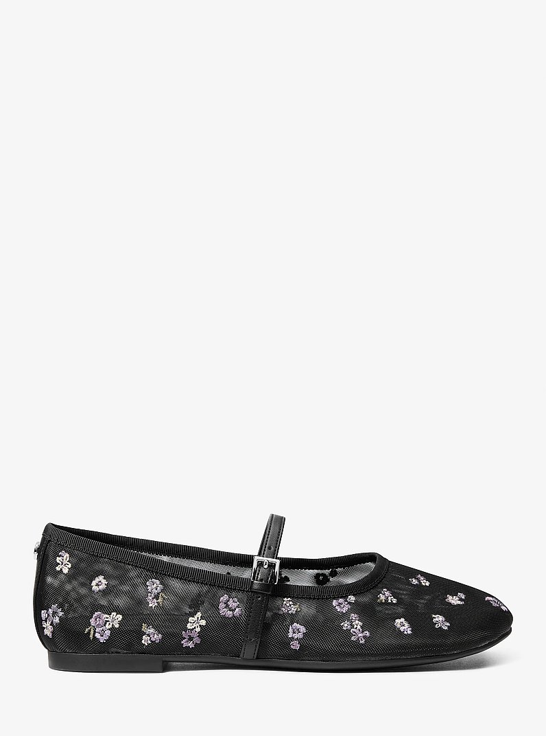 Phoebe Embellished Mesh Ballet Flat in BLACK COMBO | Michael Kors