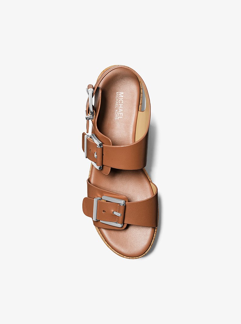 Colby Leather Flatform Sandal in LUGGAGE | Michael Kors