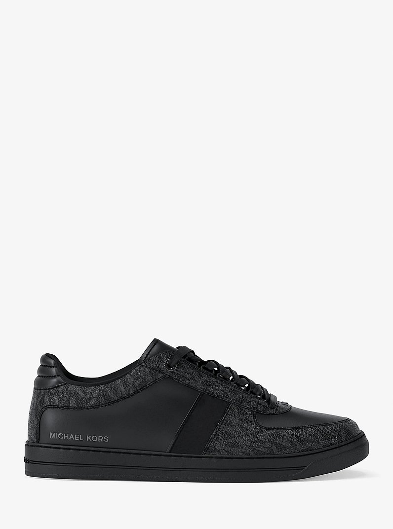Brady Signature Logo and Leather Sneaker in BLACK/BLACK | Michael Kors