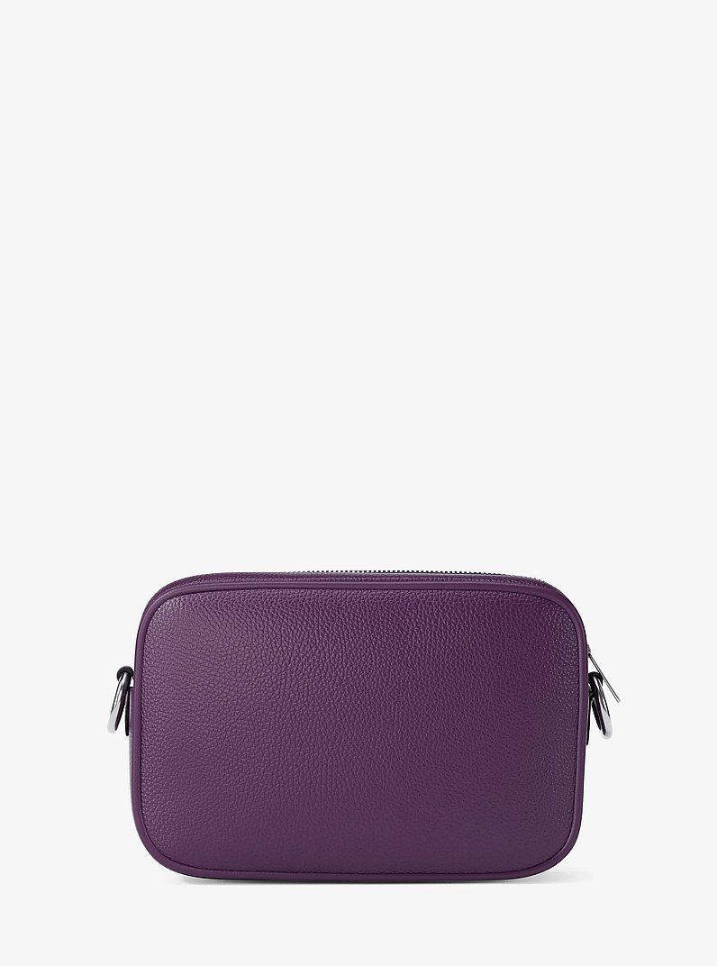 Jet Set Large Pebbled Leather Camera Crossbody Bag in BLACK - Sale