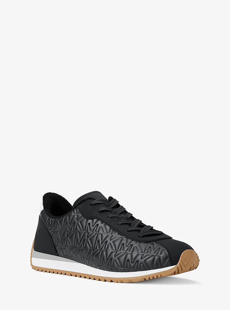 Rhodes Quilted Logo Leather Trainer in BLACK | Michael Kors