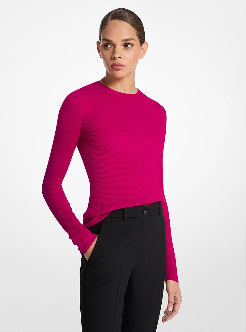 Pullover Hutton in cashmere leggerissimo in LAMPONE | Michael Kors