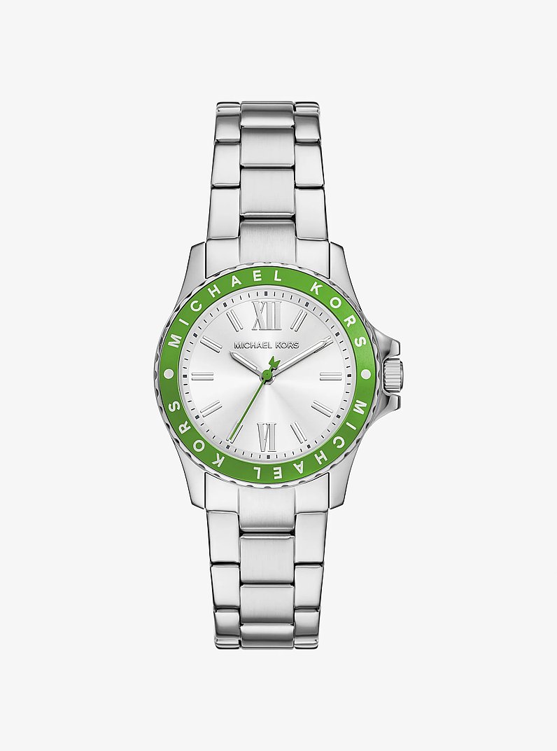 Mini Everest Silver-Tone Watch in JUNGLE GREEN | Michael Kors