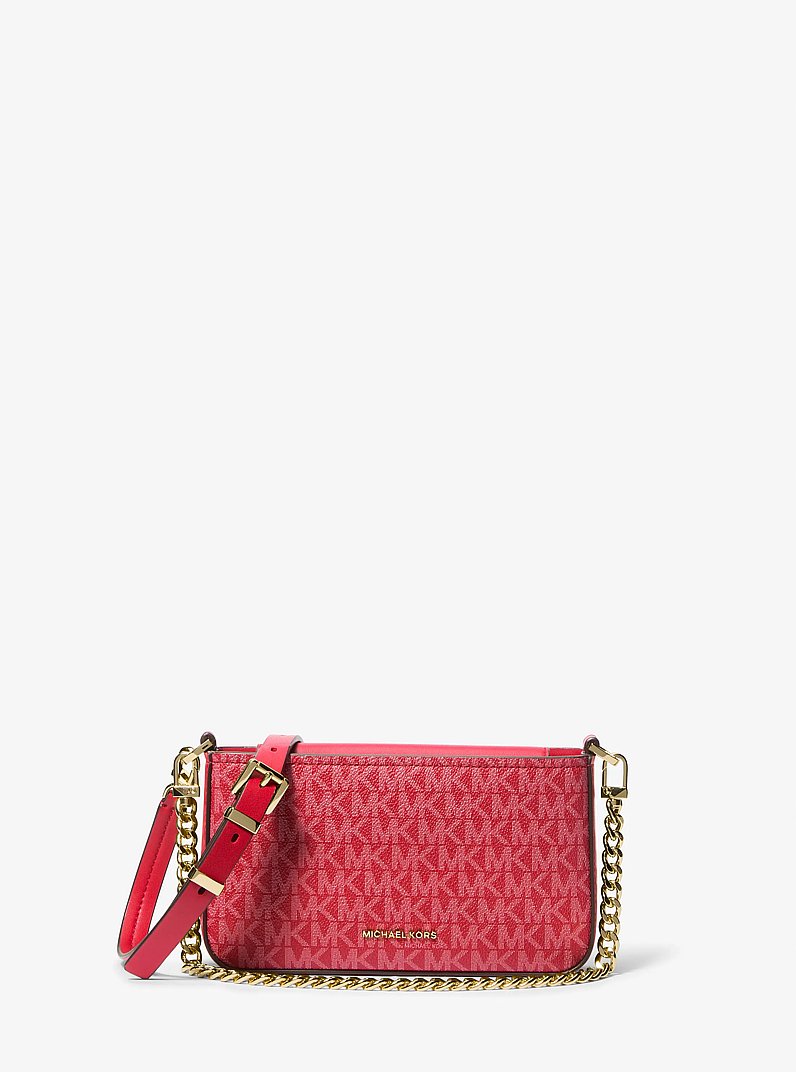 Bryant Small Signature Logo Convertible Pochette in CRIMSON | Michael Kors