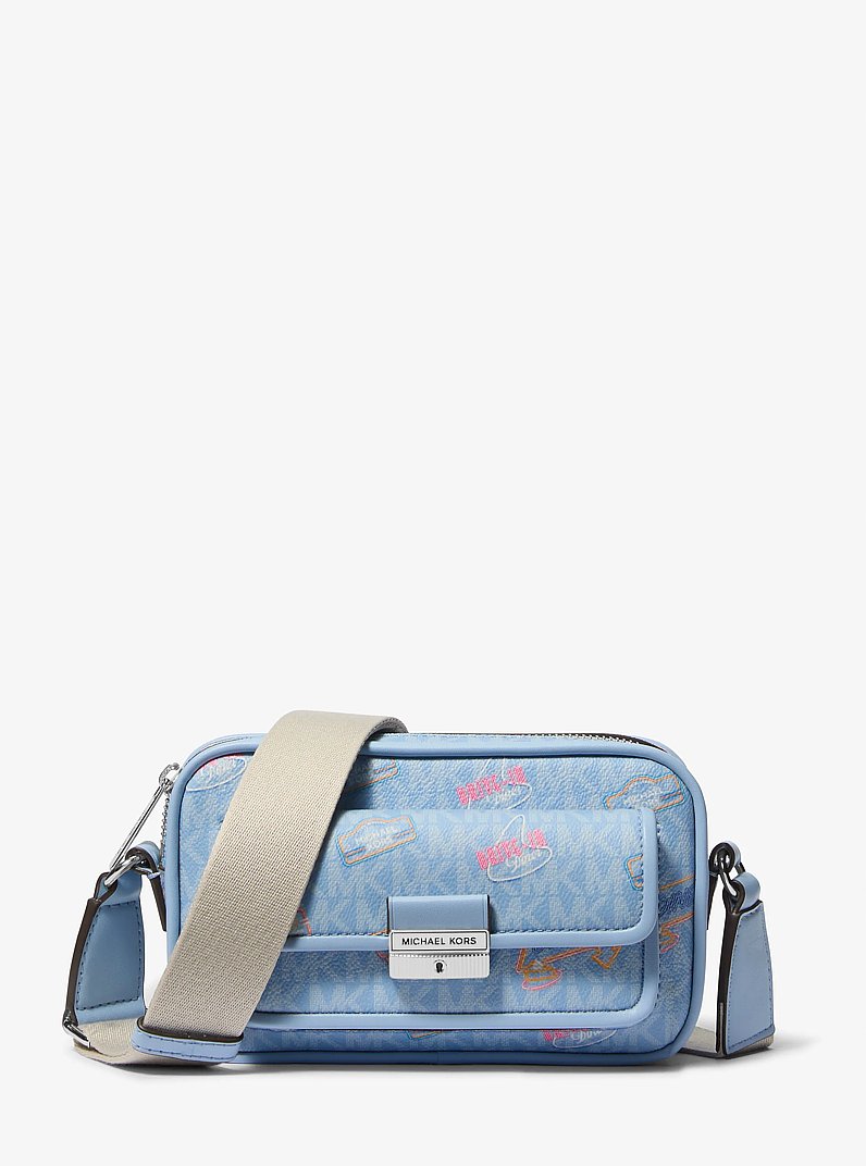 Bradshaw Extra-Small Embellished Signature Logo Camera Crossbody Bag in LIGHT SKY | Michael Kors