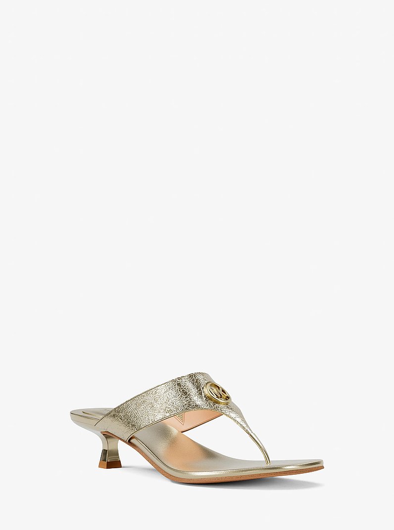 Anneka Metallic Thong Sandal in SILVER | Michael Kors