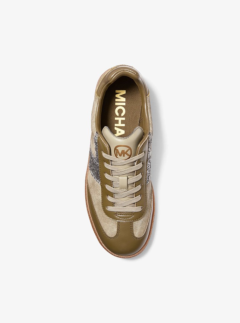 Jovie Mixed Media Sneaker in LODEN | Michael Kors