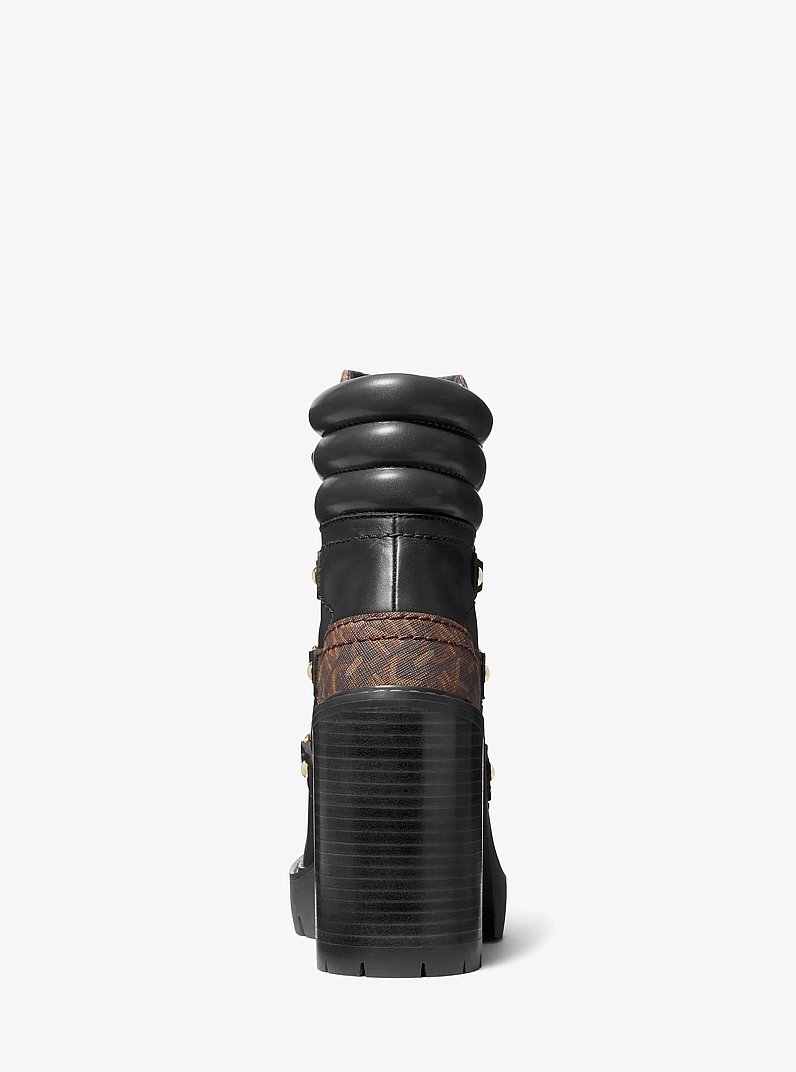 Asher Leather and Empire Monogram Boot in BROWN/BLK | Michael Kors