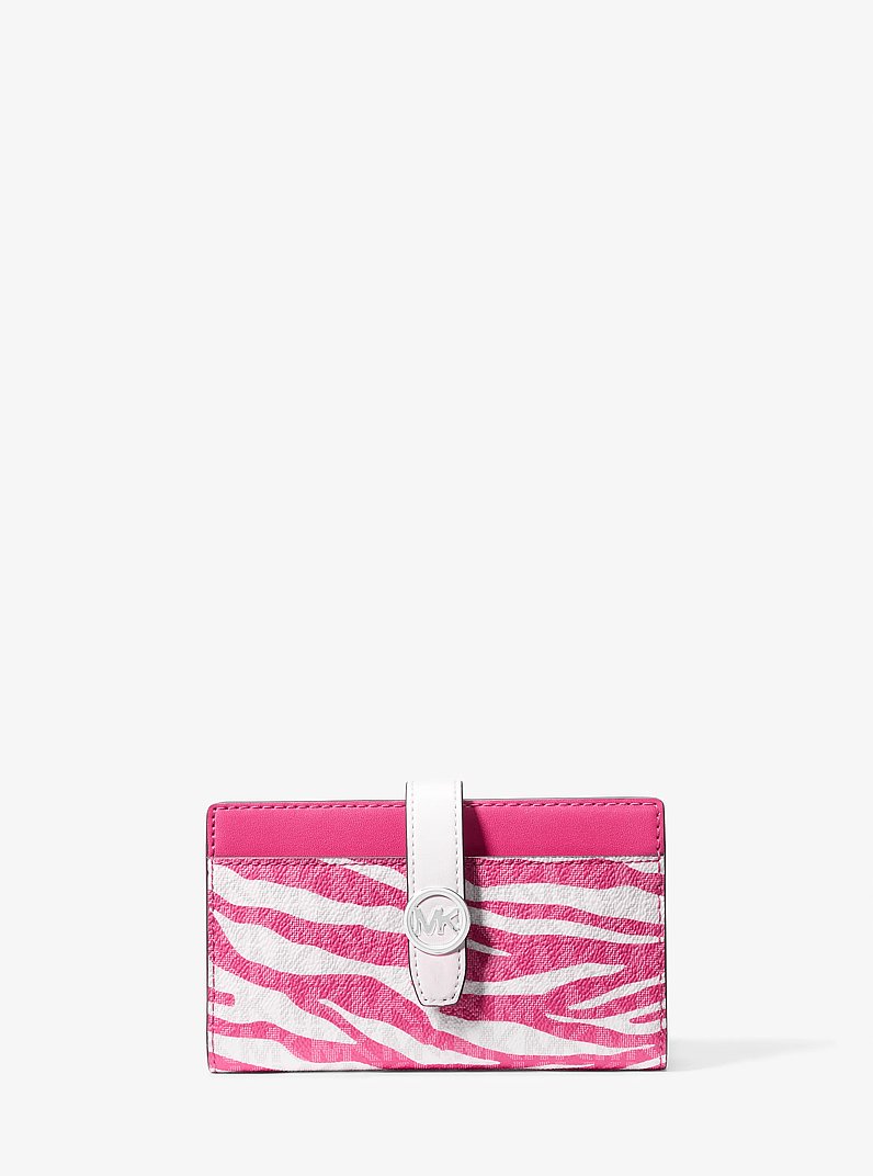 Billetera Greenwich mediana de cebra con logotipo de la marca in PITAYA | Michael Kors