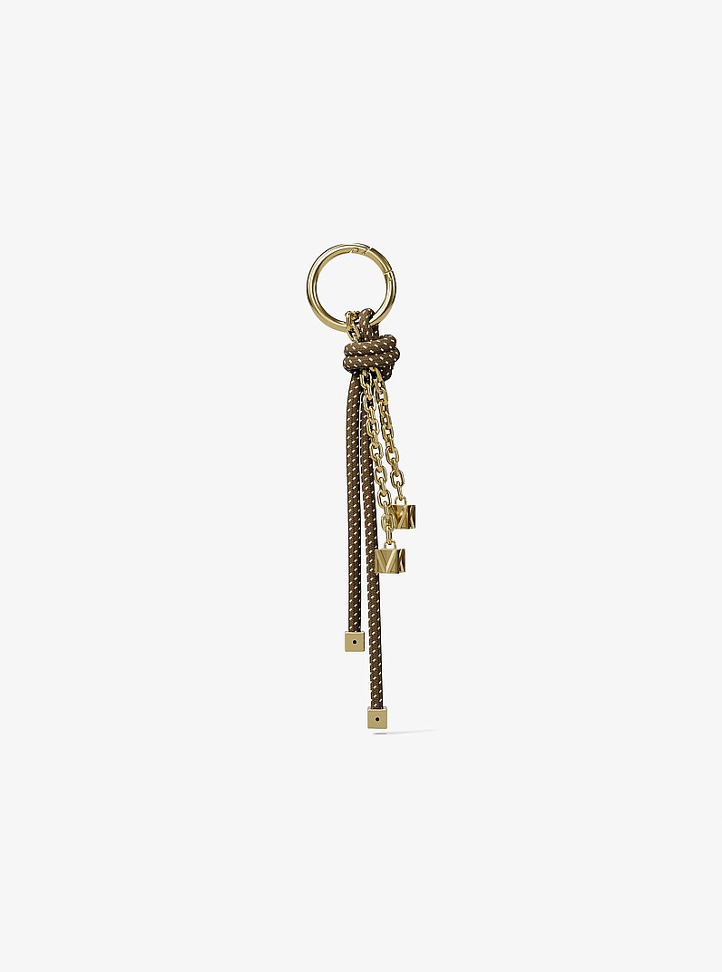Taschenanh&auml;nger im Goldton mit gesprenkelten B&auml;ndern in LODEN | Michael Kors