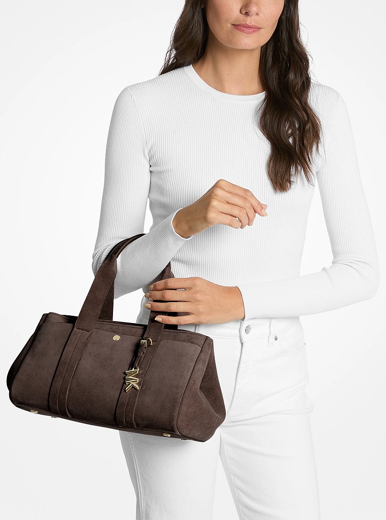 Romee Small Suede Satchel in CHOCOLATE | Michael Kors