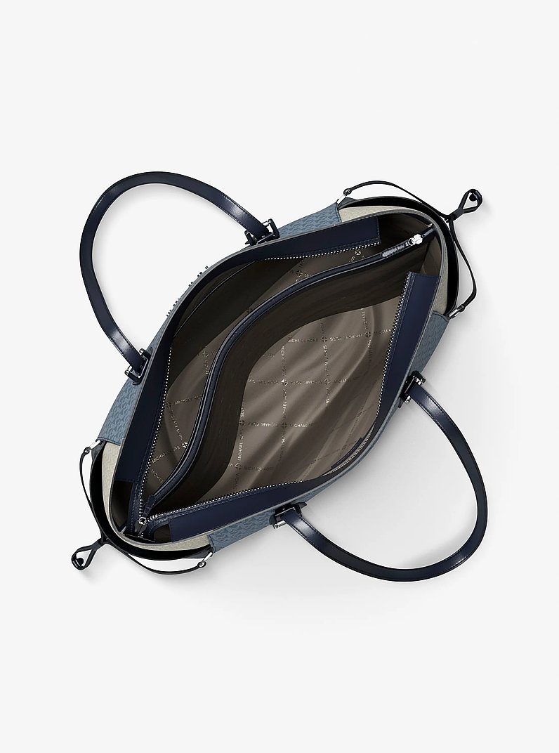Voyager Large Color-Block Signature Logo Tote Bag