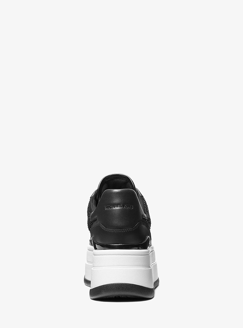 Hayes Embellished Leather Sneaker in BLACK | Michael Kors