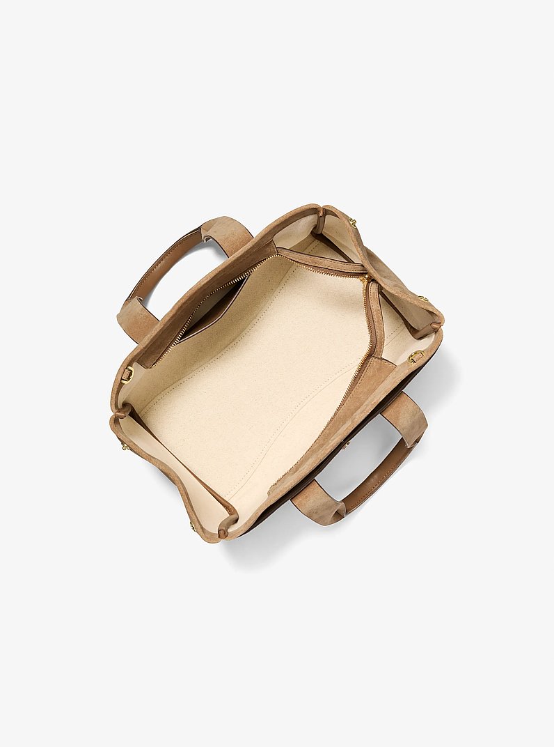 Romee Small Suede Satchel in HUSK | Michael Kors