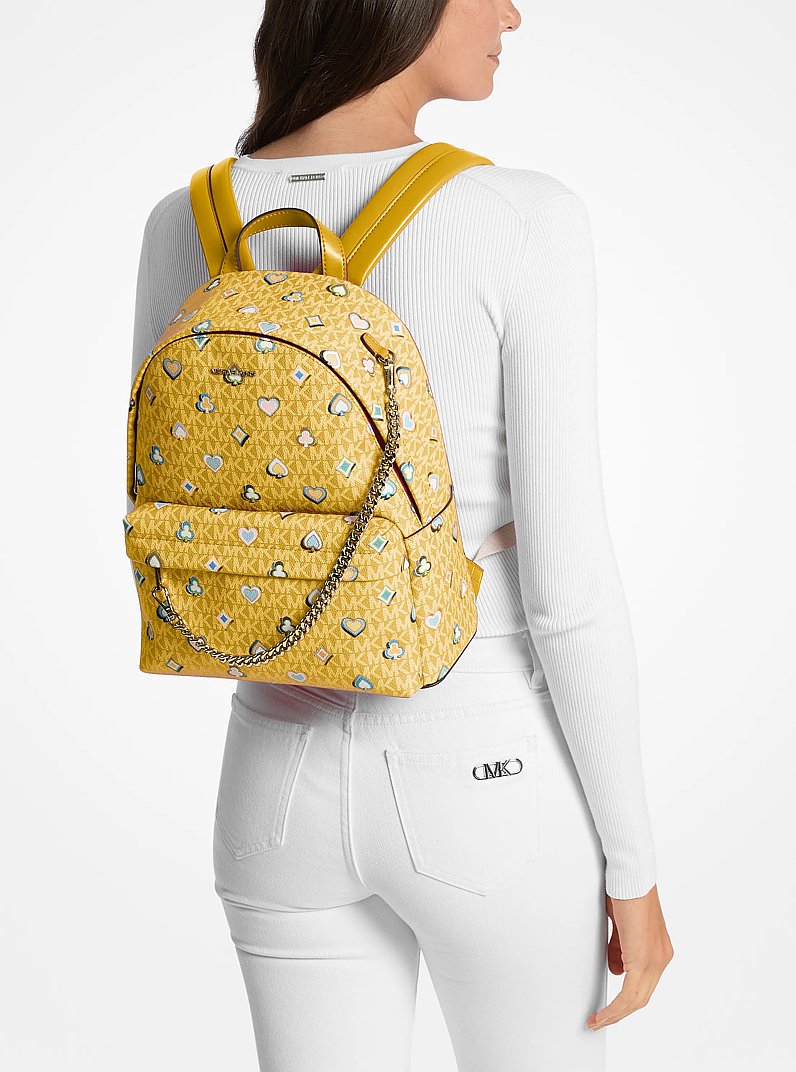 Slater Medium Printed Signature Logo Backpack in HONEY - Sale