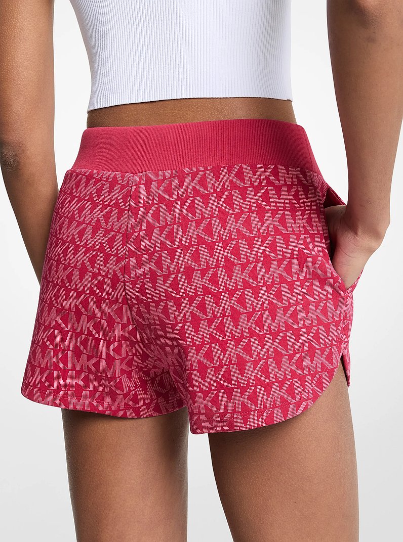 Logo Print Cotton Blend Shorts in DARKRASPBERRY | Michael Kors